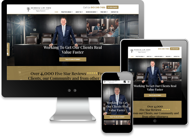 Multi-device view of Derrick Law Firm website